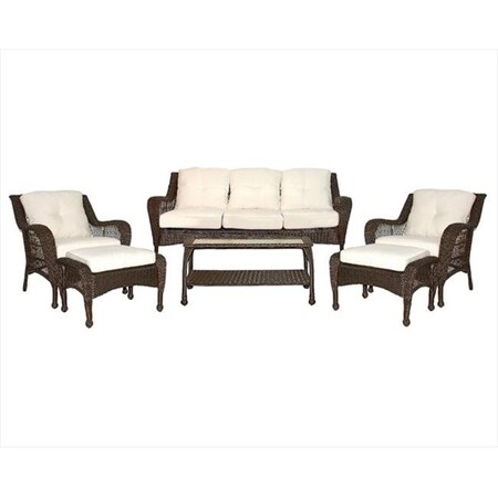 Jeco Jeco W61-FS006 6Pc Wicker Seating Set With Tan Cushions W61-FS006